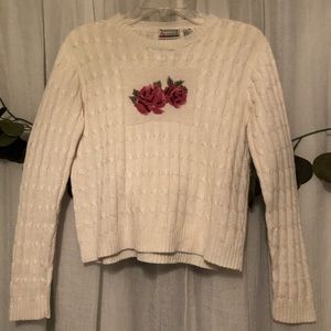 Vintage Petite Sweater With Rose